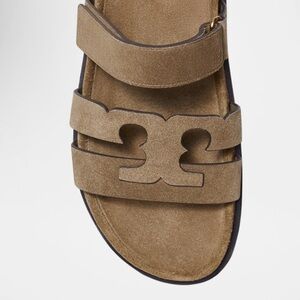 Tory Burch • Ines Suede Brown Triple-Band Sport Mule Sandals $300